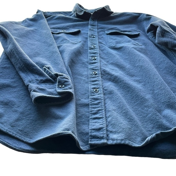 Woolrich Vintage Chamois Cotton Button Down Flannel Shirt Blue XL Long Shacket - Picture 5 of 10